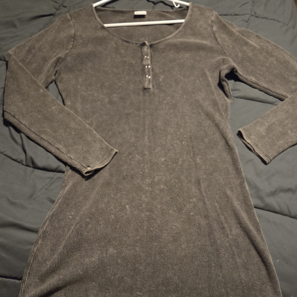PINK Long Sleeve Ribbed Dress
